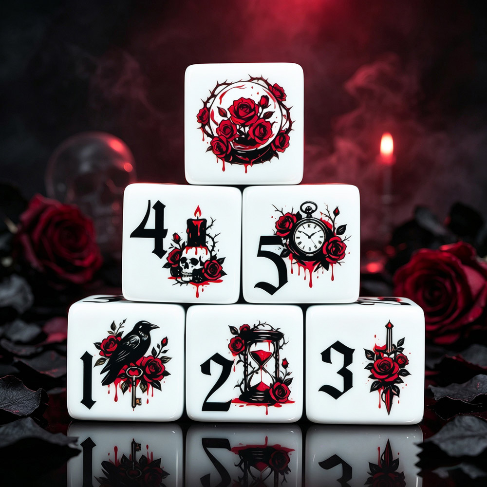 Board Game Electronic Table - 12 stuks Gothic Rose 16MM bedrukte
