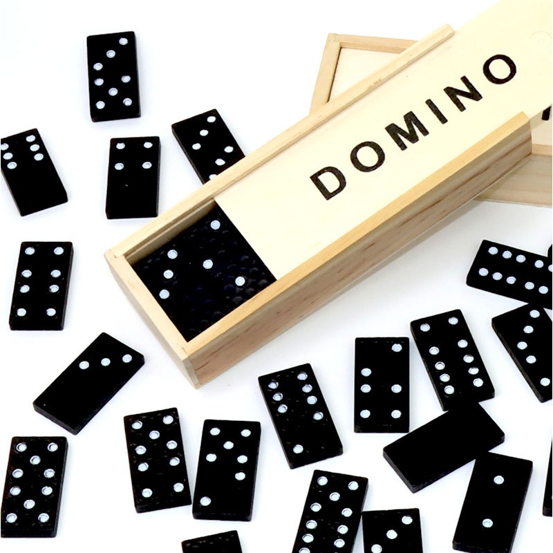 Board Game Monopoli - 28-delige zwarte dominostenen houten bordspel feestpuzzel