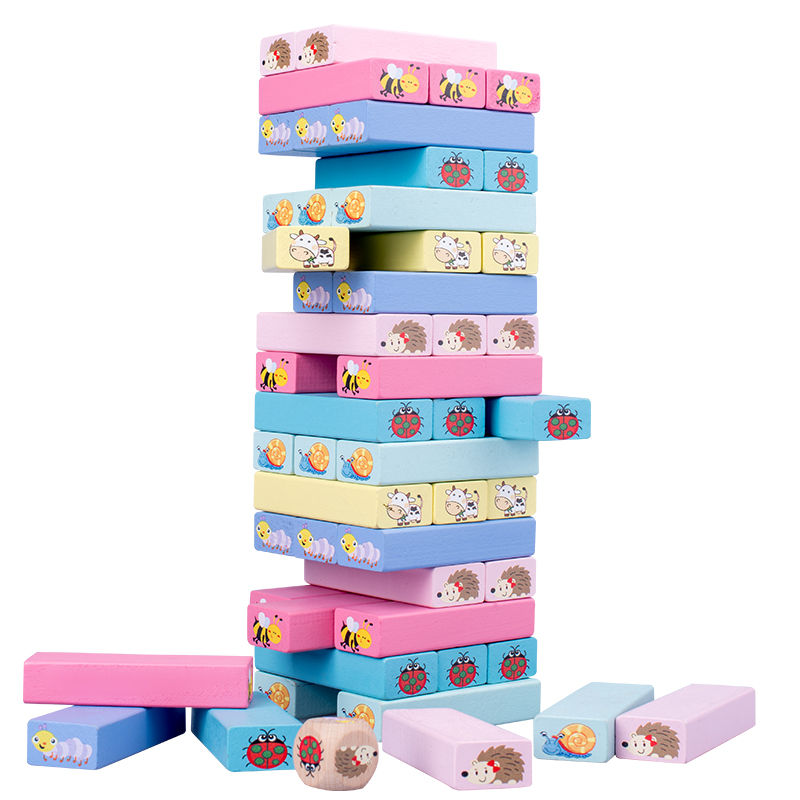 Board Game Jenga - Nummer Dier Houten Blokken Spel Domino