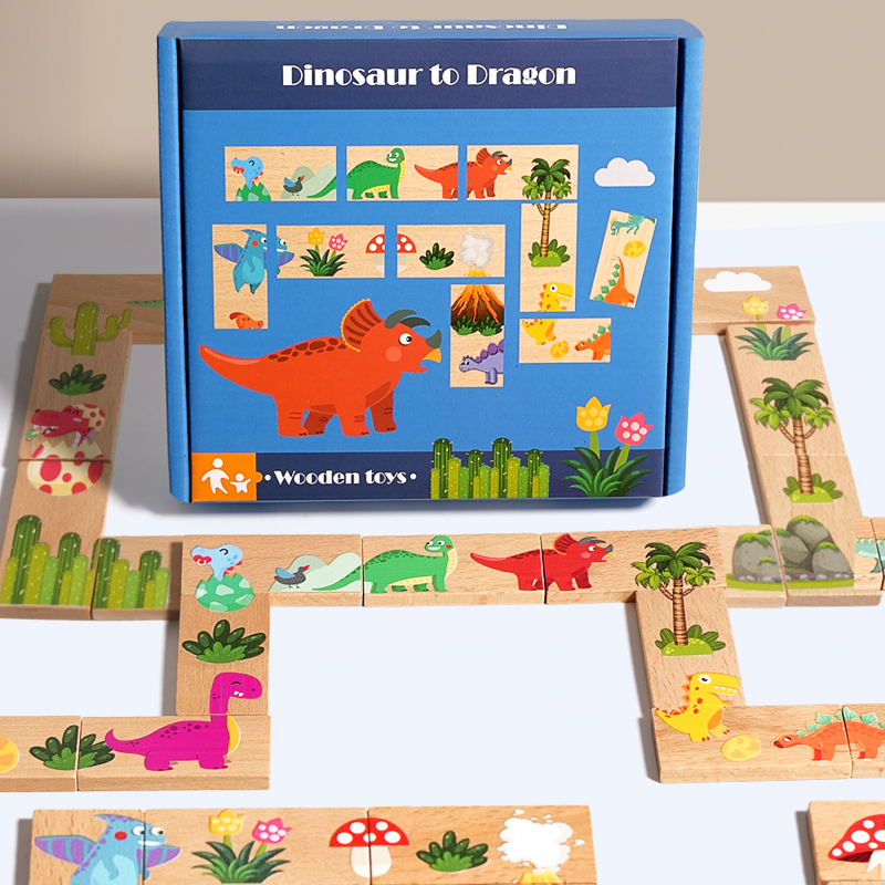 Board Game Monopoli - Houten dinosaurus Domino Matching Memory Chess