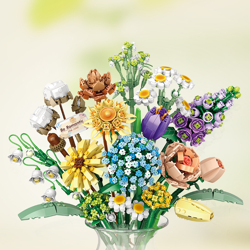 Lego Set Creator - Romantische Rozen Bloemen Zonnebloemen Narcissen Tuinen
