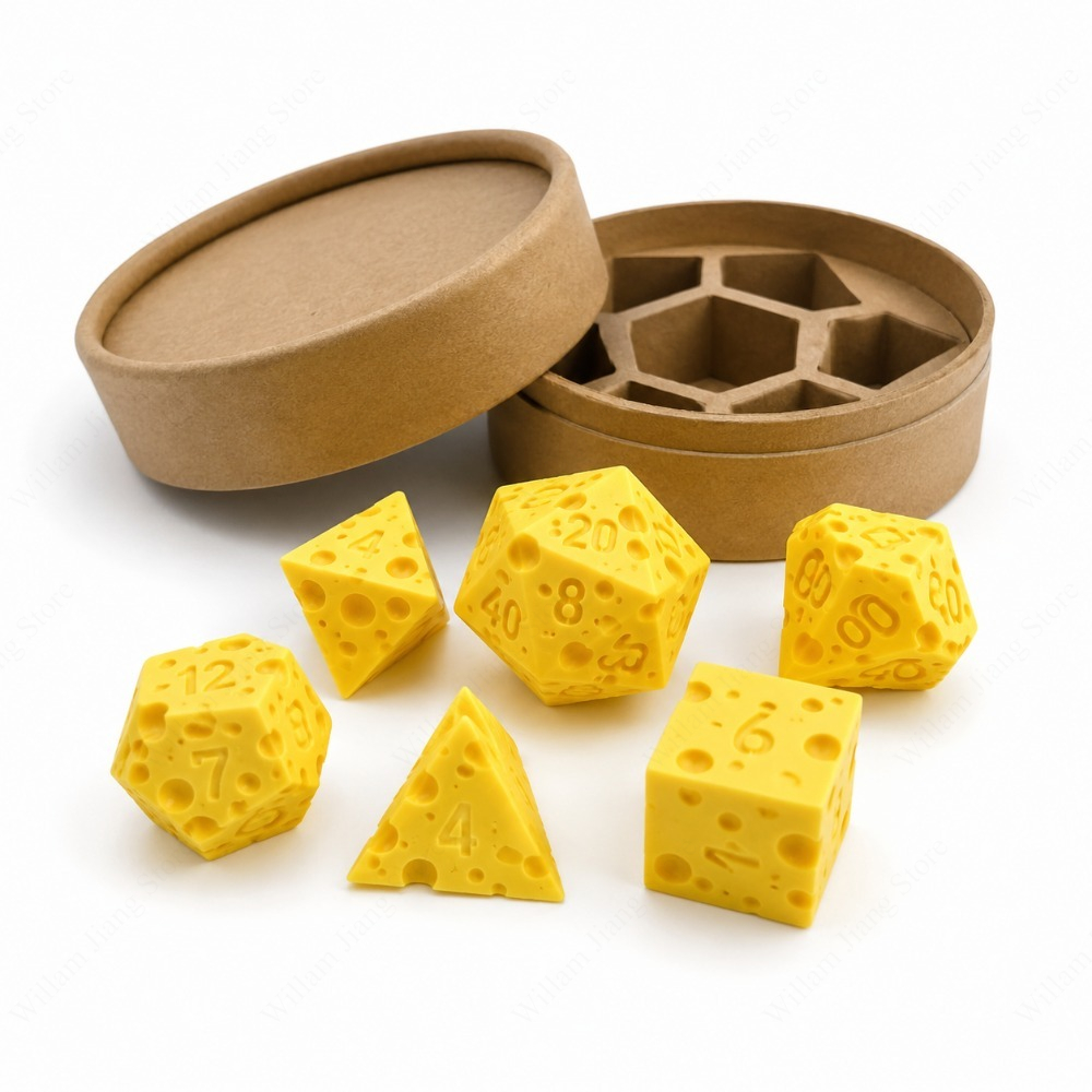 Board Game Festival - 3D-geprinte kaasdobbelstenenset met D4 D20 dobbelstenenset