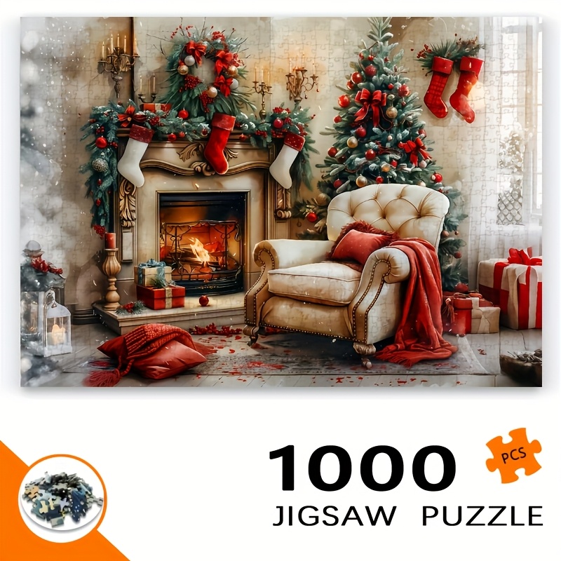 Board Game Festival - Feestelijke kerstpuzzel Gezellige woonkamerscène Kerstboom Open