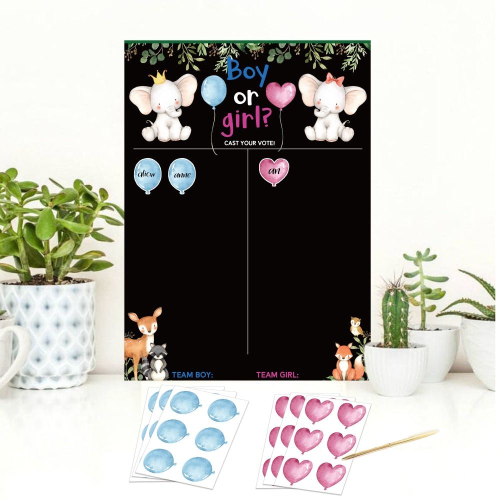 Met stickers Geslacht onthuld  - Board Game Festival recensie en prijs