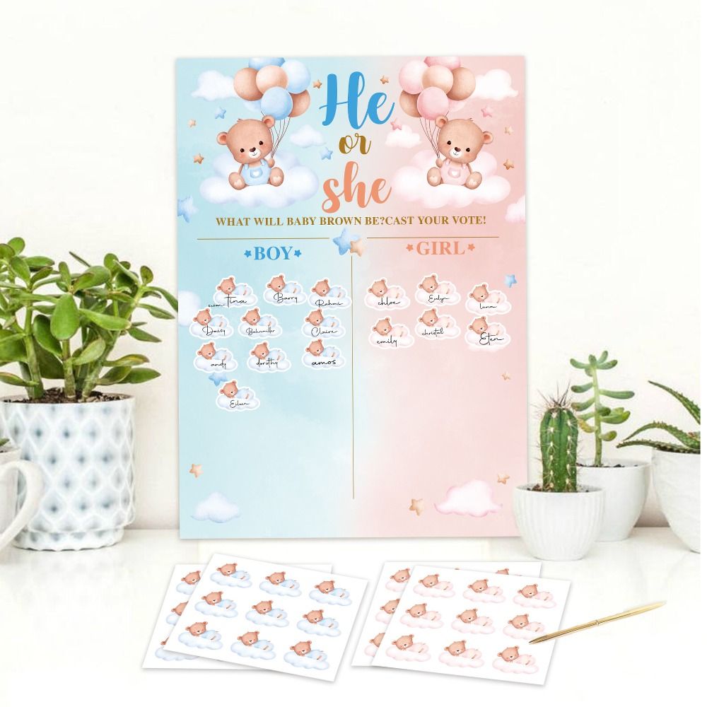 Met stickers Geslacht onthuld  - Board Game Festival recensie en prijs