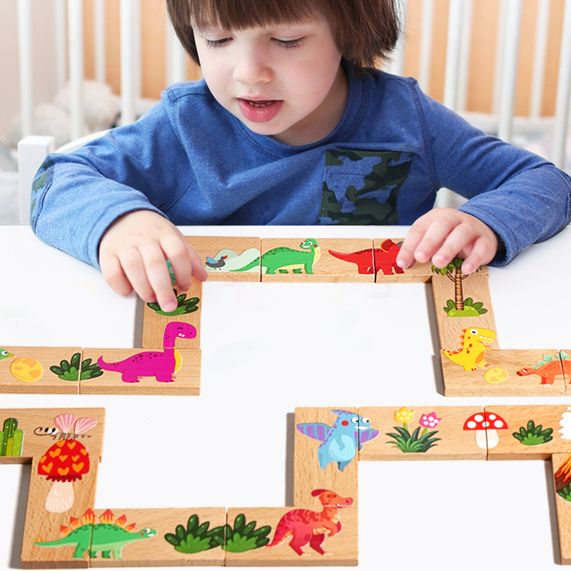 Houten dinosaurus Domino Match - Board Game Monopoli recensie en prijs