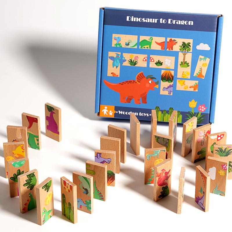 Houten dinosaurus Domino Match - Board Game Monopoli recensie en prijs