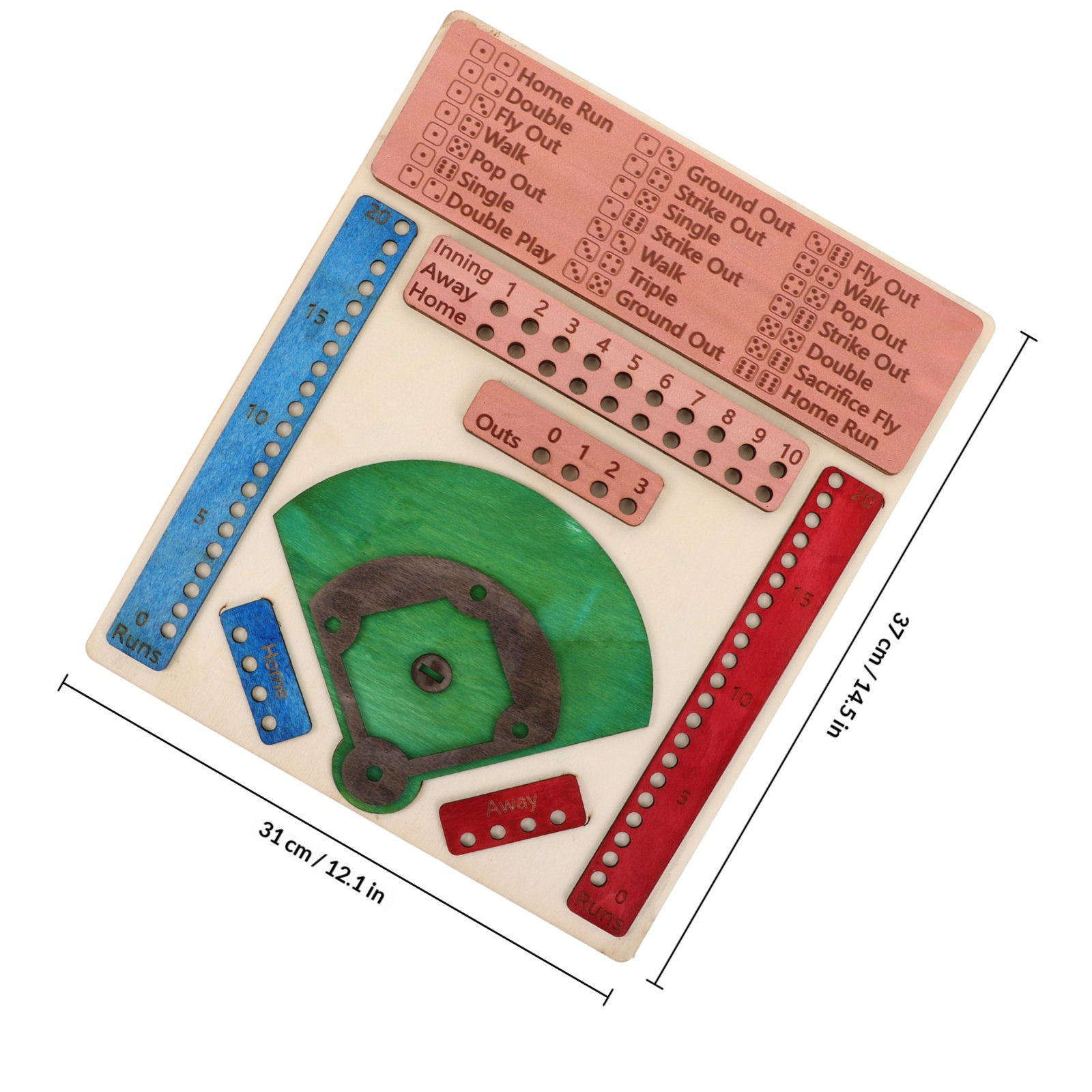 Houten Honkbal Bordspel Kleurr - Board Game Festival recensie en prijs