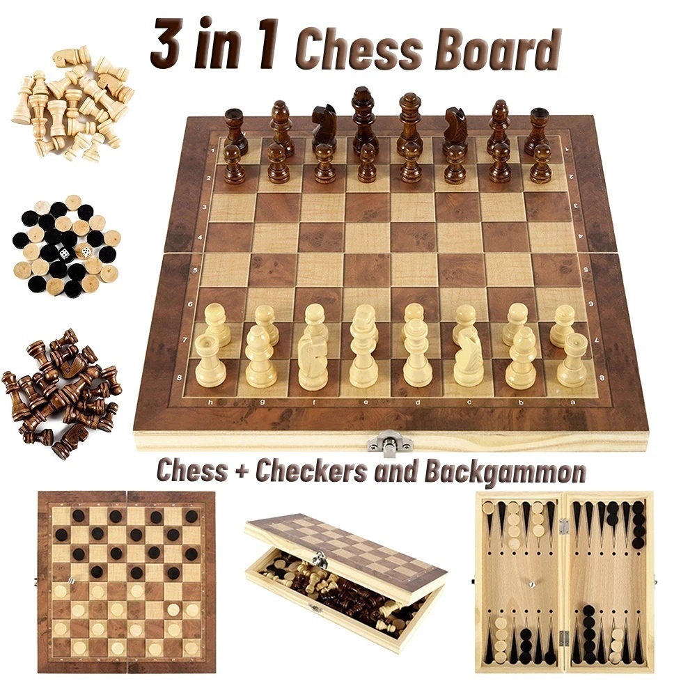 3-in-1 houten dammen, backgamm - Board Game Zenith recensie en prijs